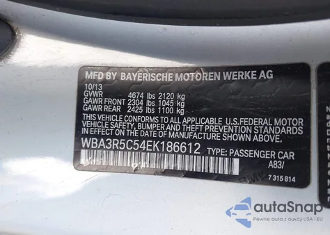 2014 BMW 435I xDrive из США, поврежденный, VIN WBA3R5C54EK186612